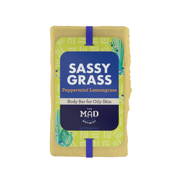 SASSY GRASS - Peppermint Lemongrass Body Bar Soap for Oily Skin